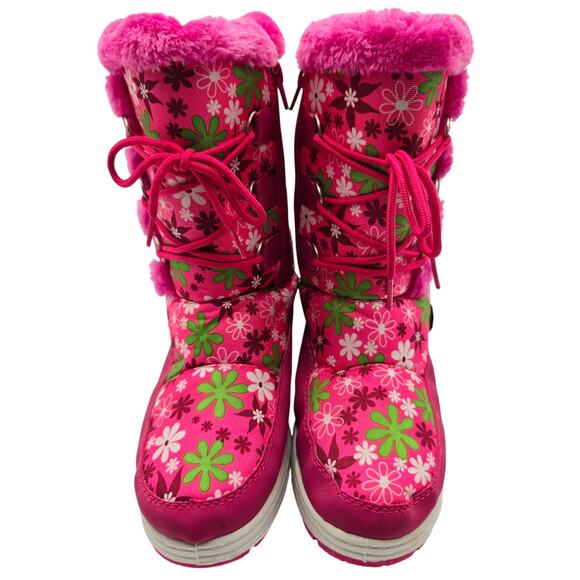 Jands Girl's Pink Fur Insulated Water Resistant Snow Rain Winter Boots Shoes - Picture 2 of 5